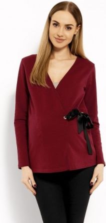 Zavinovací těhotenská, kojící halenka - bordo, Velikosti těh. moda L/XL - obrázek 1