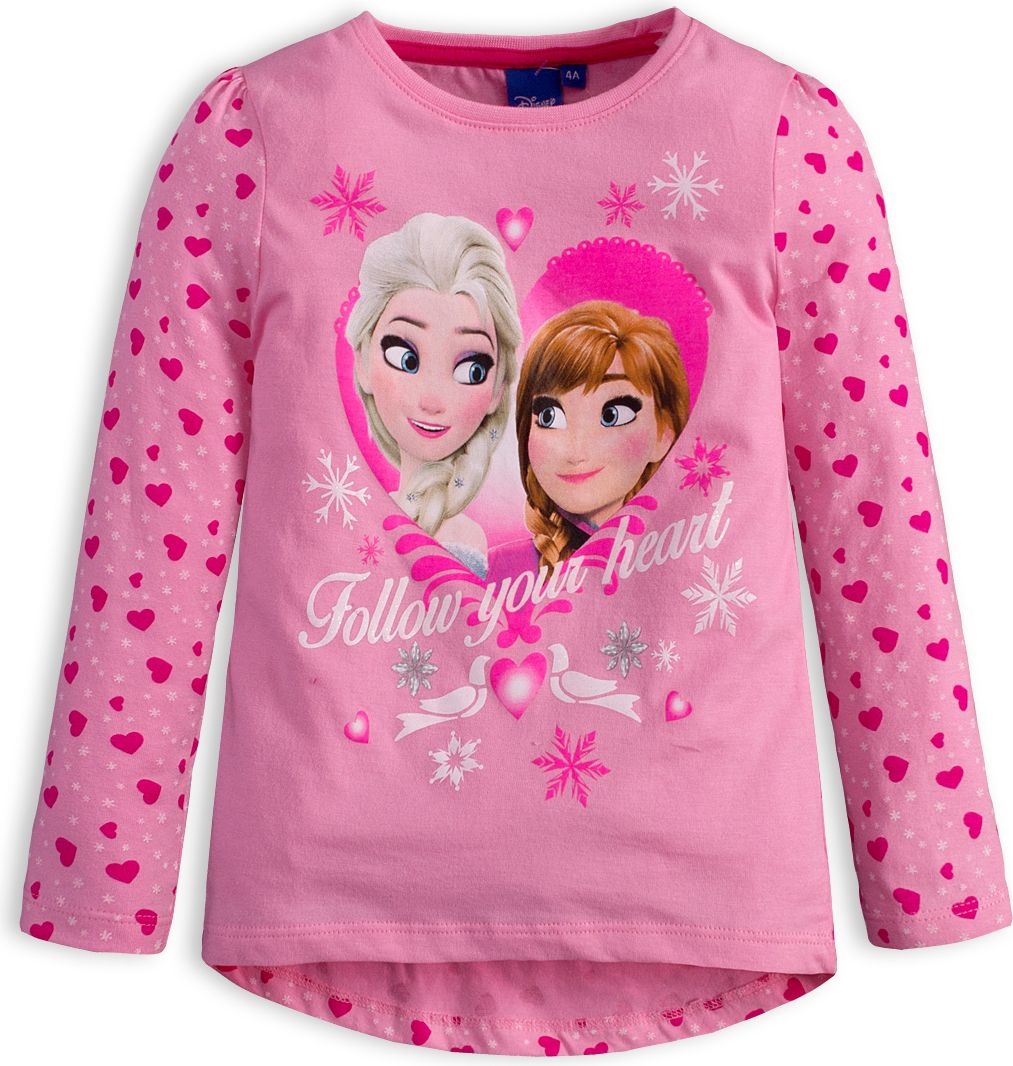 Dívčí tričko Disney FROZEN FOLLOW YOUR HEART růžové Velikost: 128 - obrázek 1