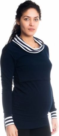 Těhotenské, kojící triko/halenka Diana se stojáčkem - granátové, Velikosti těh. moda  S (36) - obrázek 1