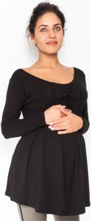 Volná těhotenská halenka/tunika dlouhý rukáv Aria - černá, Velikosti těh. moda M (38) - obrázek 1