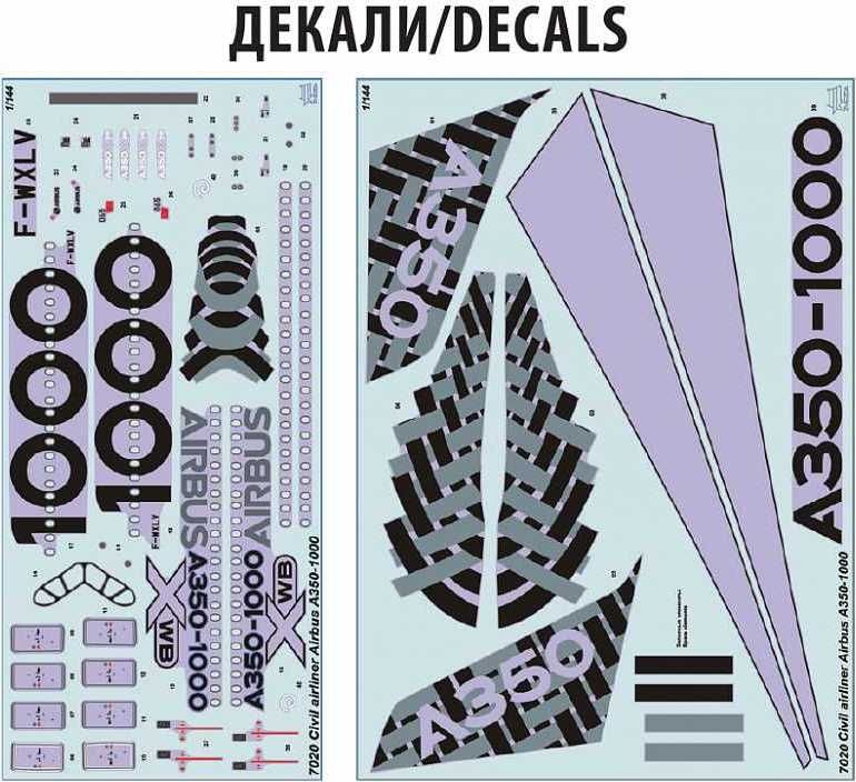 ZVEZDA Model Kit letadlo 7020 - Airbus A-350-1000 (1:144) - obrázek 4
