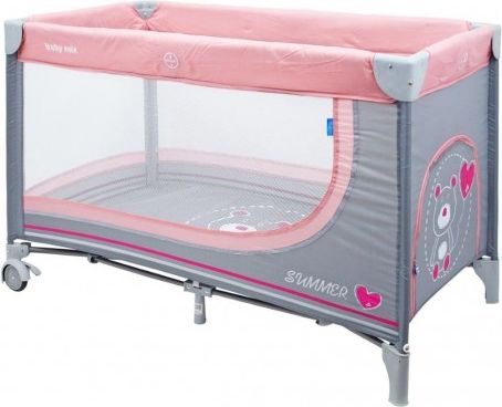 Dětská cestovní postýlka Baby Mix Medvídek pink, Růžová - obrázek 1