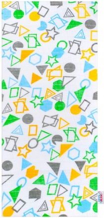 Bavlněná plena s potiskem New Baby bílá geometrické tvary, Bílá - obrázek 1