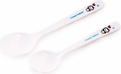 Plastové lžičky Canpol Babies bílé - tučňák - 2ks - obrázek 1