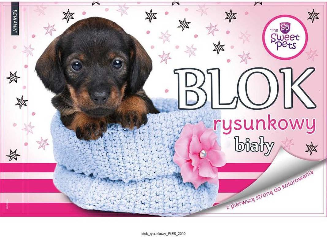 BENIAMIN Blok na kreslení s omalovánkami Sweet Pets Pejsek Papír 29x21 cm - obrázek 1