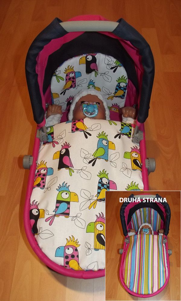 Peřinky do kočárku pro panenky Papoušci - obrázek 1
