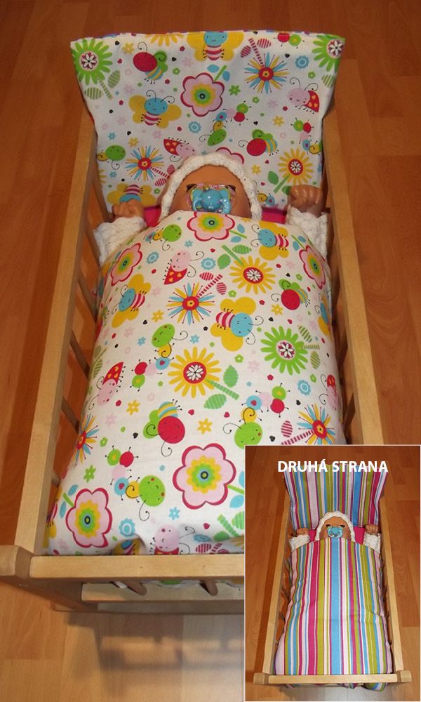 Peřinky do postýlky pro panenky kytičky - obrázek 1
