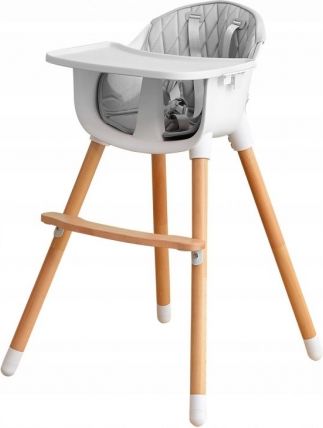 Dřevěná jídelní židlička 2v1 Eco Toys - šedá - obrázek 1