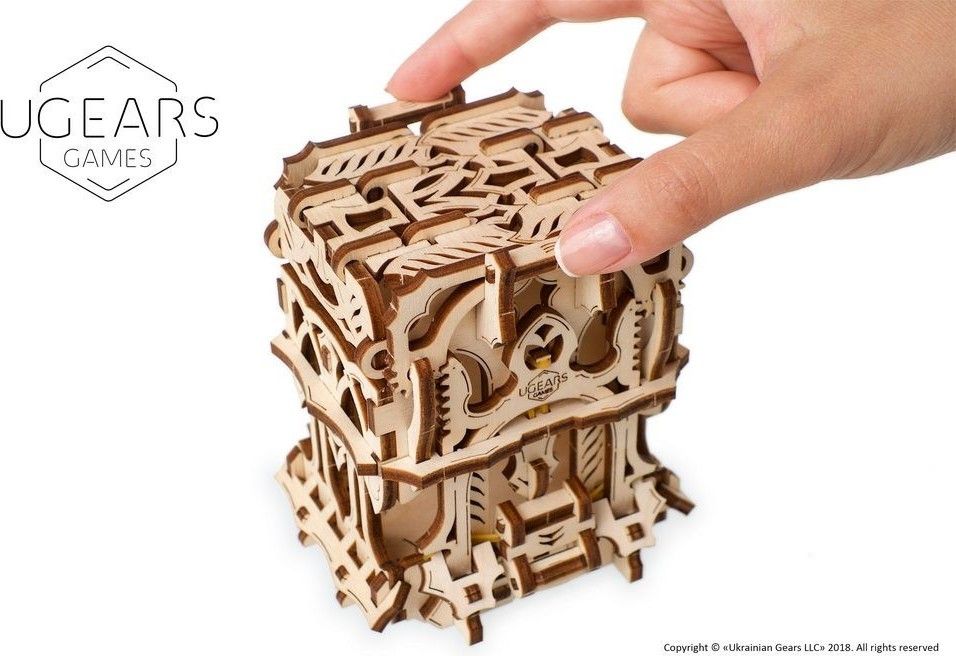 Ugears 3D dřevěné mechanické puzzle Úložný box na karty - obrázek 4