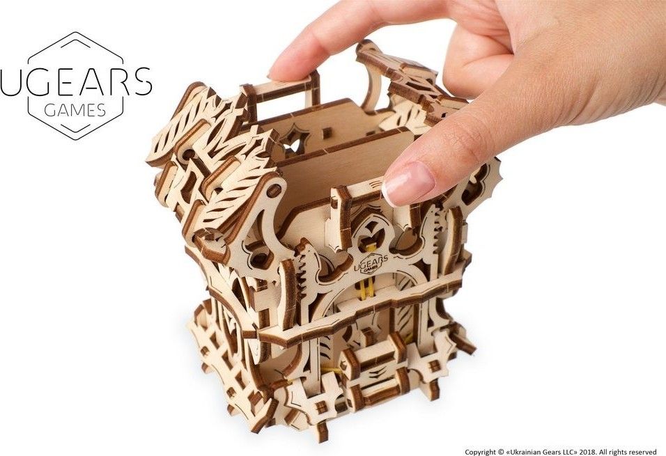 Ugears 3D dřevěné mechanické puzzle Úložný box na karty - obrázek 5