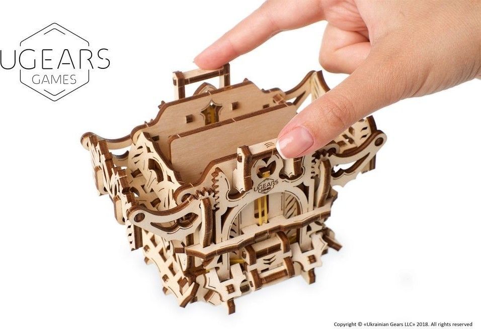 Ugears 3D dřevěné mechanické puzzle Úložný box na karty - obrázek 6