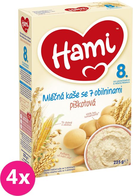 4x HAMI Mléčna kaše s piškoty (225 g) - obrázek 1
