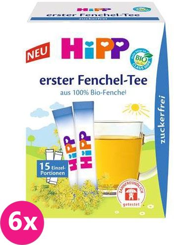 6x HIPP BIO První fenyklový čaj - rozpustný (15 x 0.36g), až 30 porcí - obrázek 1