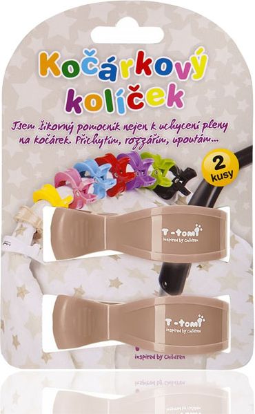 T-TOMI Kočárkový kolíček, 2 ks, béžový - obrázek 1