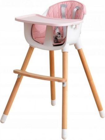 Dřevěná jídelní židlička 2v1 Eco Toys - růžová - obrázek 1