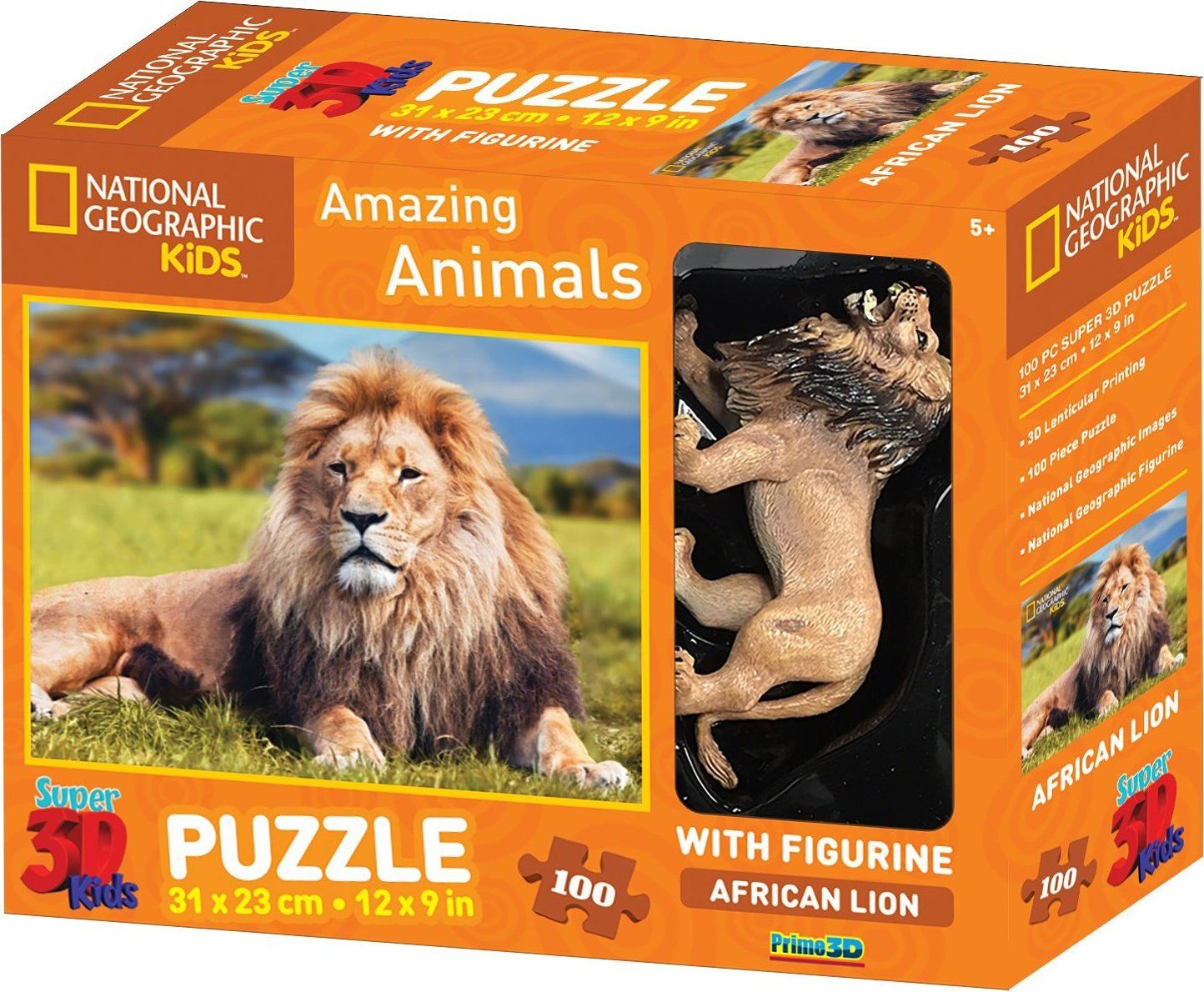 PRIME 3D Puzzle Africký lev 3D 100 dílků + figurka - obrázek 1