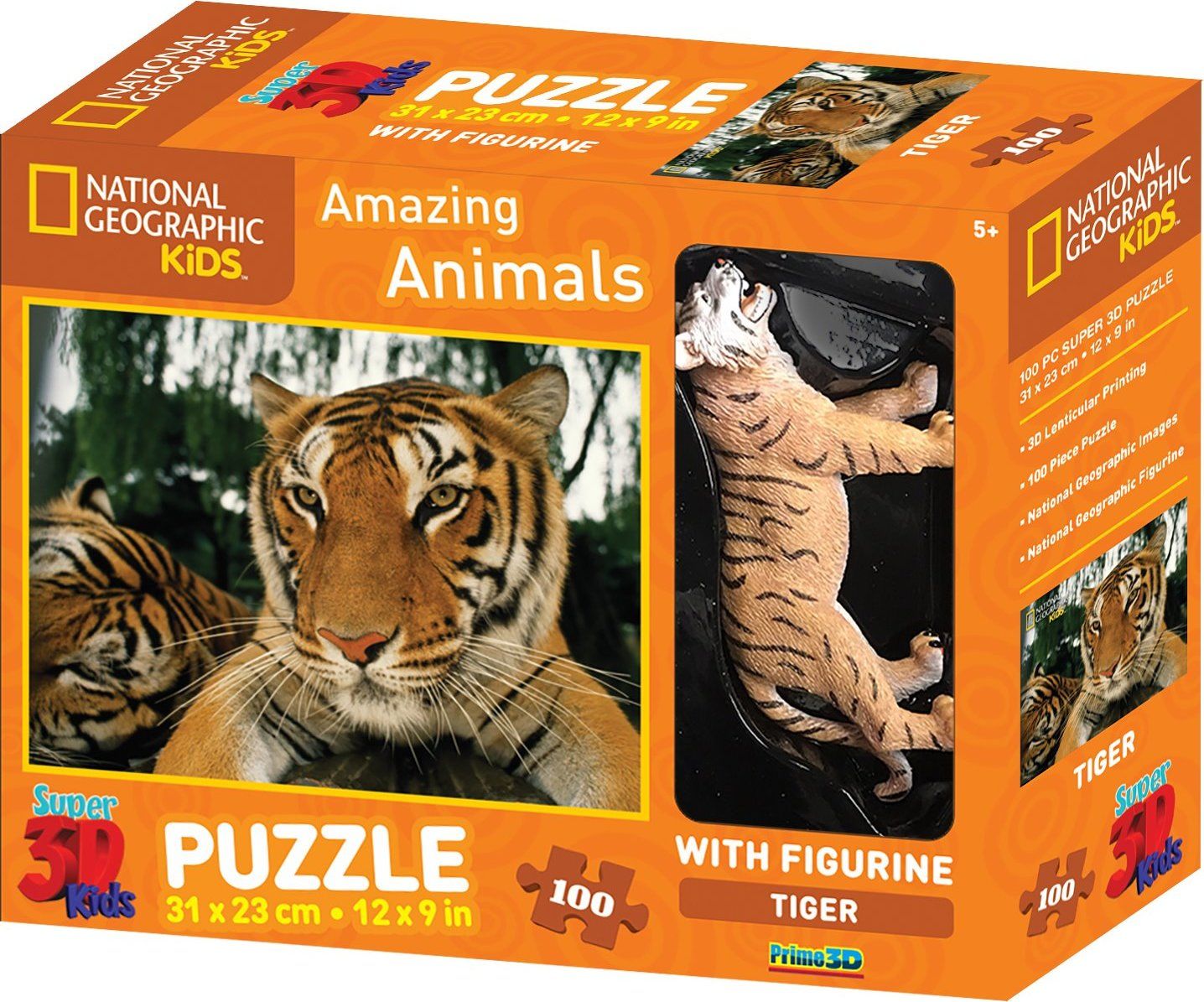 PRIME 3D Puzzle Tygr 3D 100 dílků + figurka - obrázek 1