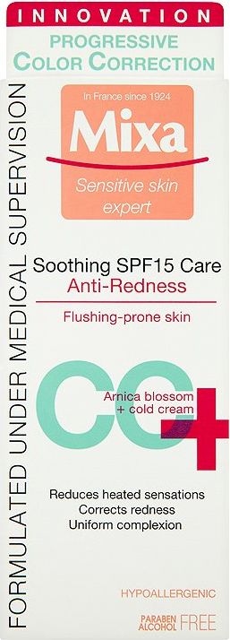 Mixa Sensitive Skin Expert CC+ zklidňující péče proti začervenání s OF 15 50 ml - obrázek 1