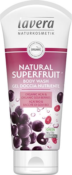 Lavera Sprchový a koupelový gel Natural Superfruit Bio acai a Bio kustovnice 200 ml - obrázek 1
