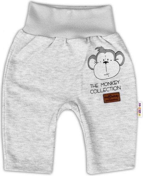 Baby Nellys Baby Nellys Bavlněné tepláčky Monkey - sv. šedý melírek - obrázek 1