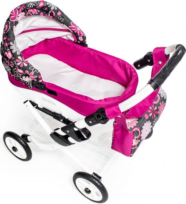 Kočárek pro panenky JASMINE Kids růžové květy - obrázek 4
