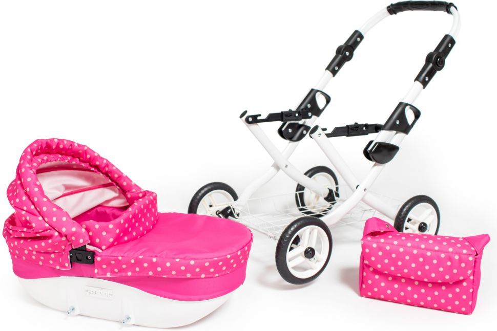 Kočárek pro panenky JASMINE Kids růžové květy - obrázek 5
