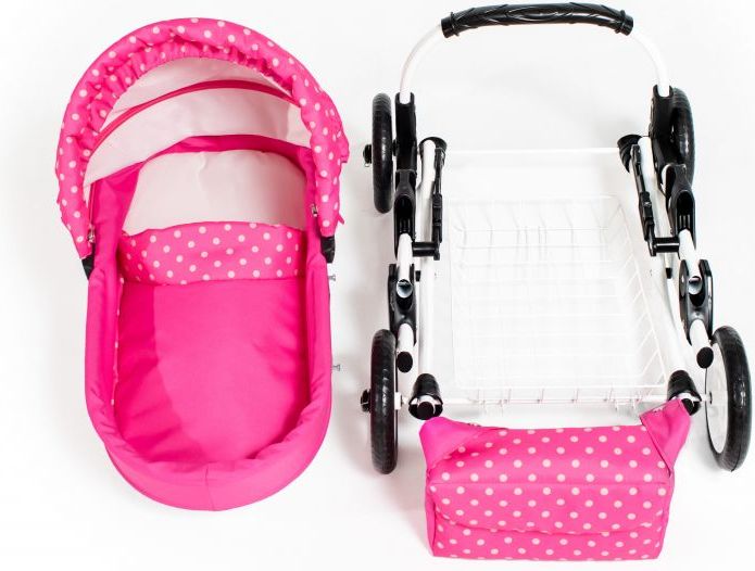 Kočárek pro panenky JASMINE Kids růžové květy - obrázek 7