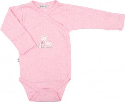 Kojenecké bavlněné celorozepínací body Baby Service Baby Deer, Růžová, 56 (0-3m) - obrázek 1