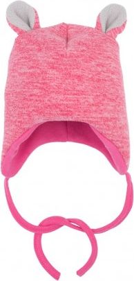 Kojenecká fleecová čepička s oušky Baby Service Baby Deer, Růžová, 56 (0-3m) - obrázek 1