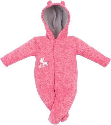 Kojenecký fleecový overal Baby Service Baby Deer, Růžová, 62 (3-6m) - obrázek 1