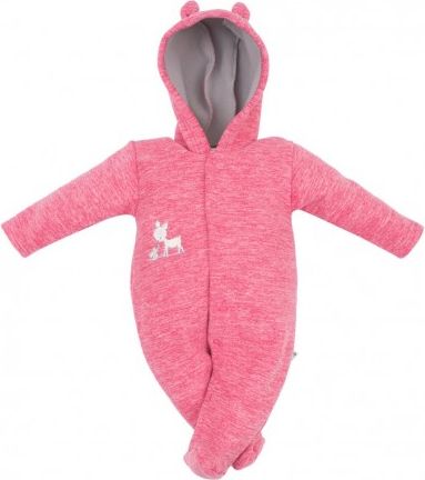 Kojenecký fleecový overal Baby Service Baby Deer, Růžová, 56 (0-3m) - obrázek 1