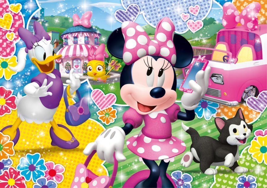 CLEMENTONI Třpytivé puzzle Minnie 104 dílků - obrázek 1