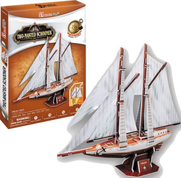 CUBICFUN 3D puzzle Dvoustěžňová plachetnice 77 dílků - obrázek 1
