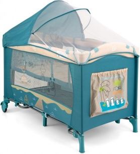 Cestovní postýlka Milly Mally Mirage Deluxe blue bird, Modrá - obrázek 1