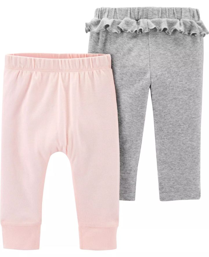 CARTER'S Kalhoty dlouhé 2ks, šedá/růžová - 6m/vel. 68 - obrázek 1