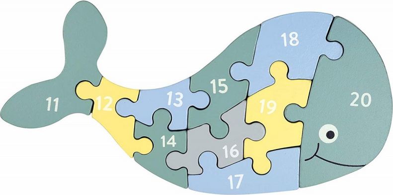 KINDSGUT Dřevěné puzzle s čísly velryba - obrázek 1