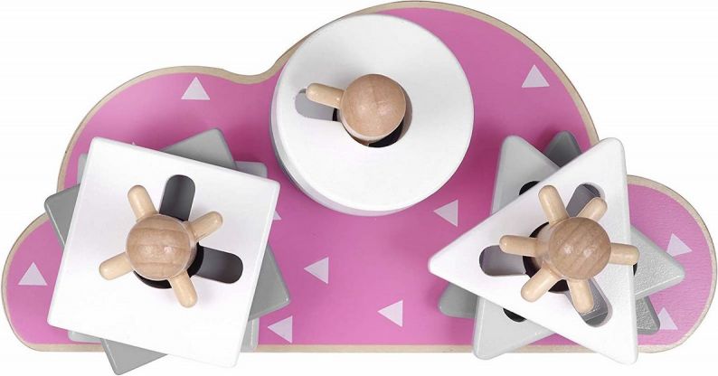 KINDSGUT Dřevěné stohovací puzzle obláček růžová - obrázek 1