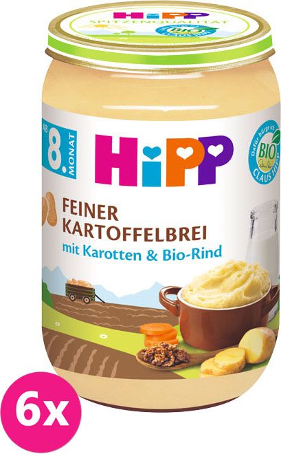 6x HIPP BIO Jemná bezlepková bramborová kaše s mrkví a hovězím masem, 220 g - maso-zeleninový příkrm - obrázek 1