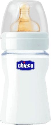 Chicco láhev skleněná WellBeing kaučukový dudlík bílá 150 ml - obrázek 1