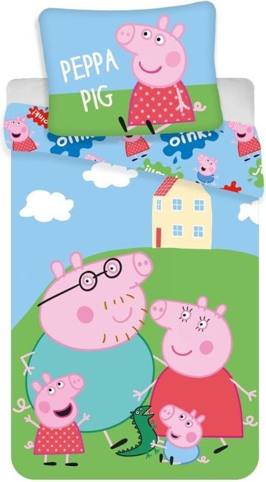 JERRY FABRICS Povlečení Peppa Pig rodinka Bavlna, 140/200, 70/90 cm - obrázek 1