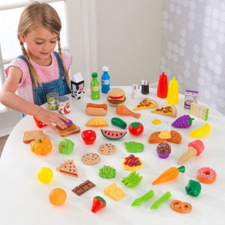 KIDKRAFT Sada plastových potravin střední 65 ks - obrázek 1