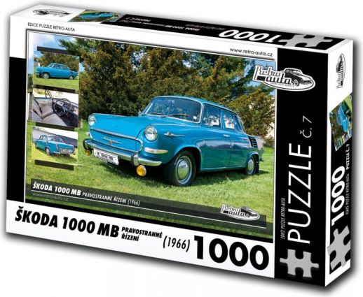 RETRO-AUTA Puzzle č. 7 Škoda 1000MB pravostranné řízení (1966) 1000 dílků - obrázek 1