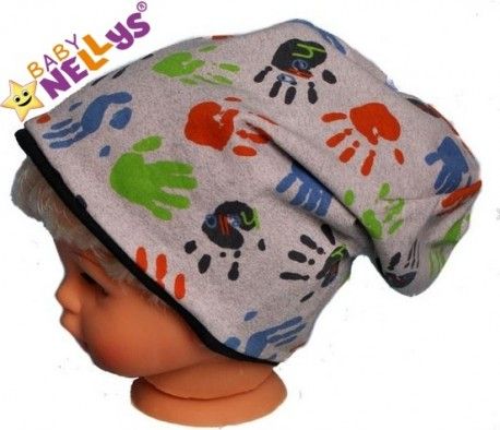 Bavlněná čepička s ručičkami Baby Nellys ® - šedá - obrázek 1