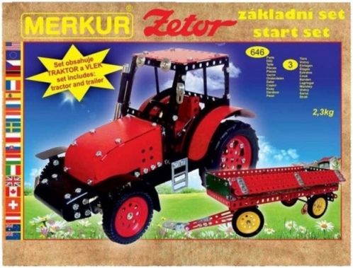 Stavebnice MERKUR Zetor základní set 646ks 3 vrstvy v krabici 36x27x8,5cm - obrázek 1