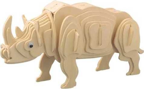 WOODCRAFT CONSTRUCTION KIT Woodcraft Dřevěné 3D puzzle zvířata bílý nosorožec - obrázek 1