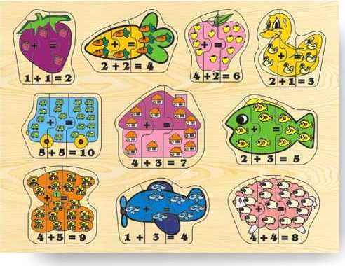 VKLÁDAČKY Dřevěné vkládací puzzle matematika počítání do 10 - obrázek 1