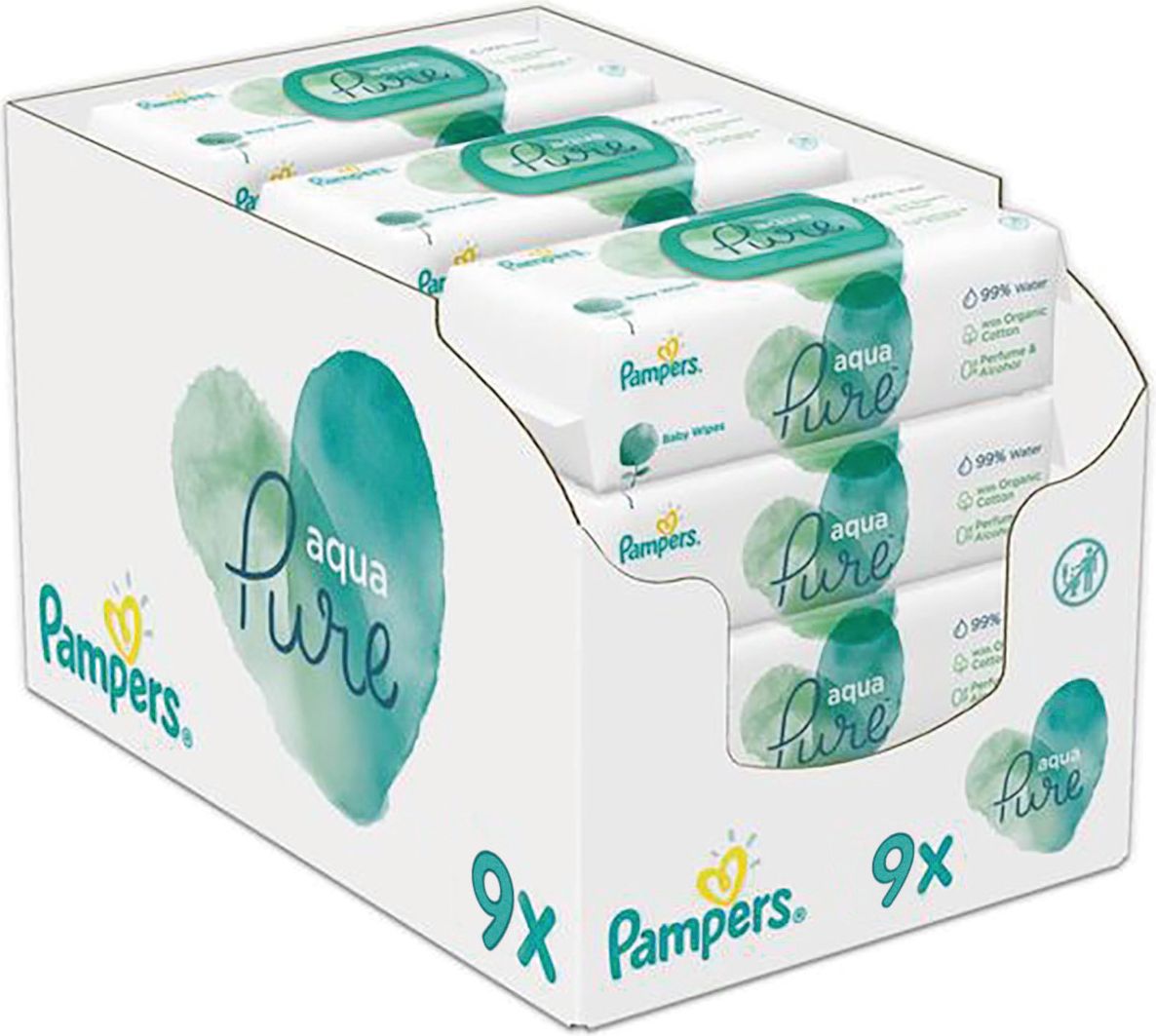 PAMPERS Aqua Pure vlhčené ubrousky 9 x 48 ks