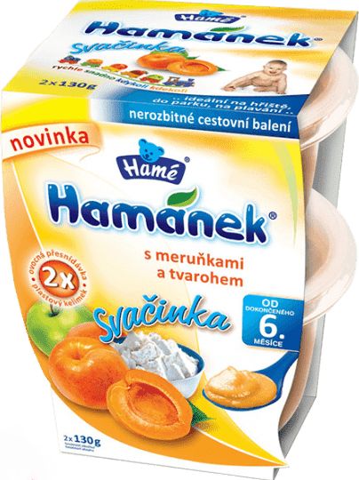 6x HAMÁNEK Svačinka s meruňkami a tvarohem (2x130 g) - ovocný příkrm - obrázek 2
