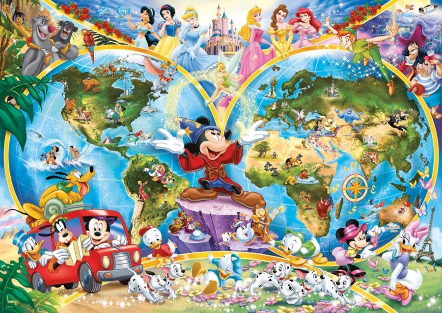 RAVENSBURGER Puzzle Disney - Mapa světa 1000 dílků - obrázek 1