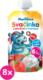 8x HAMÁNEK Svačinka s jahodou a tvarohem (120 g) - ovocný příkrm - obrázek 1